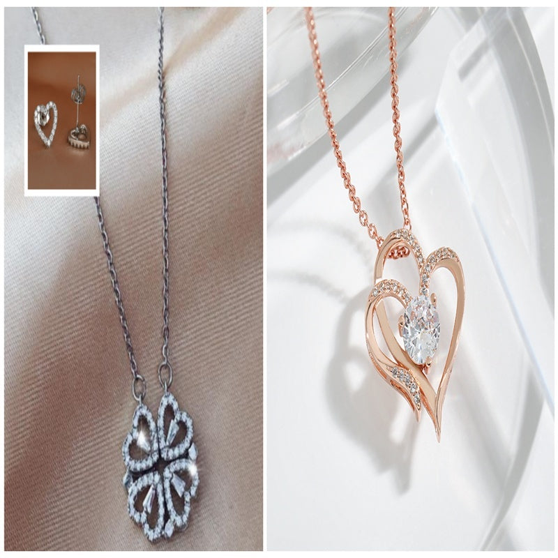 Explosive Style Detachable Deformed Four-leaf Clover Necklace For Women A Multi-wearing Zircon Small Love Short Clavicle Chain